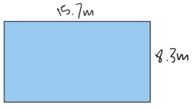 Rectangular garden with dimensions 15.7m × 8.3m showing perimeter
